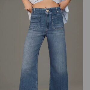The Colette Crop High-Rise Wide-Leg Jeans by Maeve Size 30 Petite Medium Denim